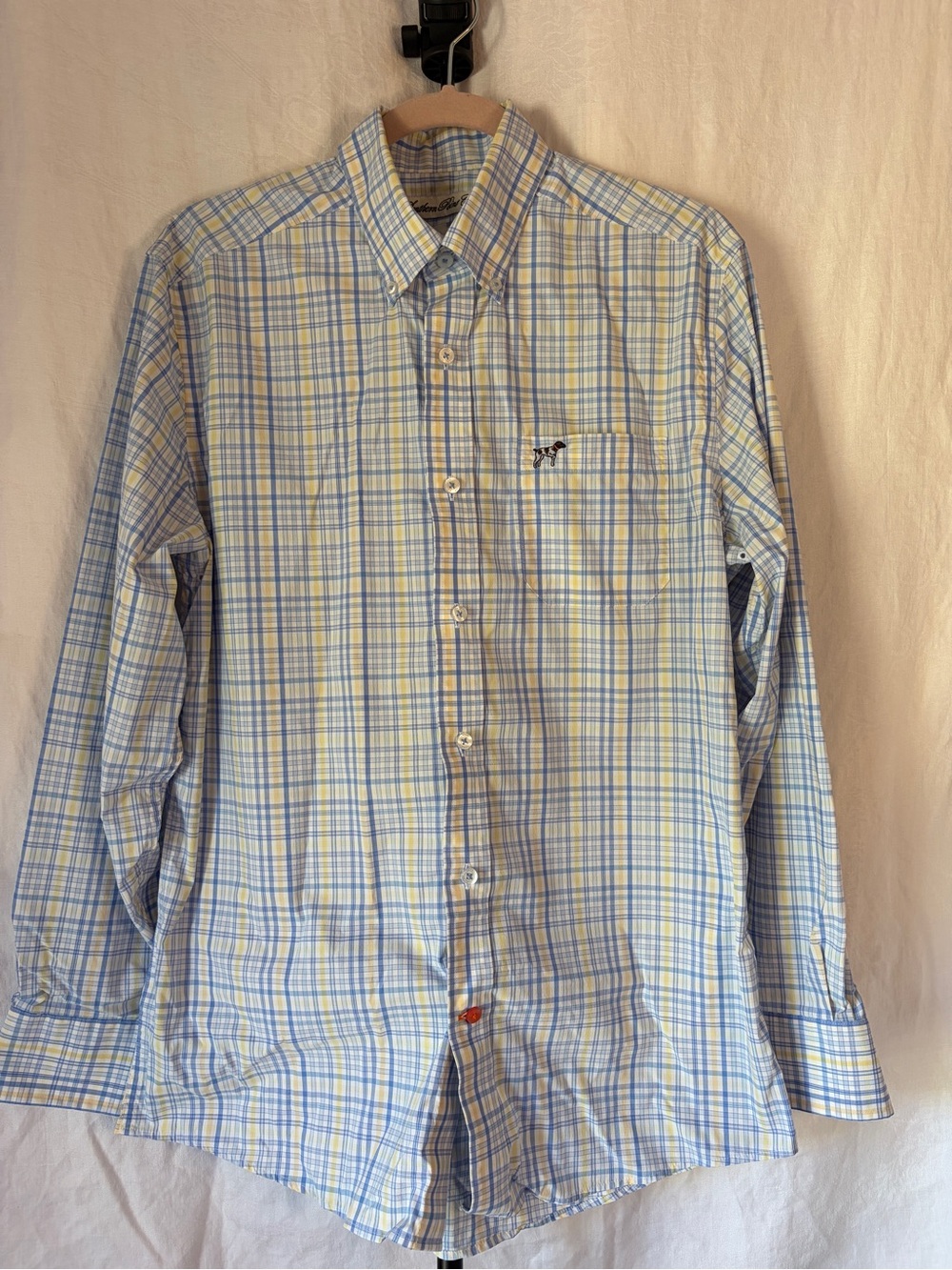 Southern Point Co The Hadley Plaid Button Down Shirt Men's medium Blue Yellow